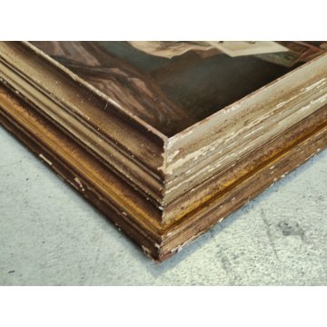 ANTICO QUADRO Arcangeli Luigi DIPINTO olio tavola NATURA MORTA Libri Statua Cane