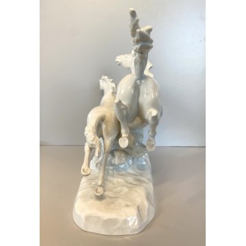 FIGURA CAVALLI al GALOPPO PORCELLANA MH. Fritz  FREEDOM WHITE HORSES 27 cm/h ca