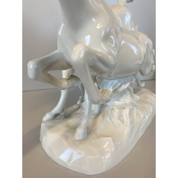 FIGURA CAVALLI al GALOPPO PORCELLANA MH. Fritz  FREEDOM WHITE HORSES 27 cm/h ca