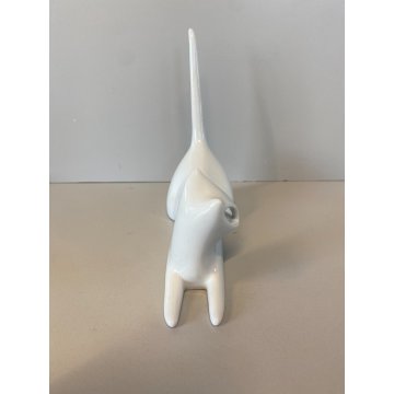 STATUETTA PORCELLANA BIANCA Royal Dux DESIGN Jaroslav Jezek CAT FIGURE BOEMIA