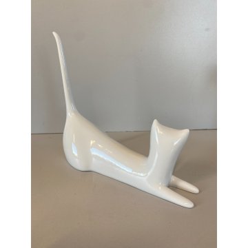 STATUETTA PORCELLANA BIANCA Royal Dux DESIGN Jaroslav Jezek CAT FIGURE BOEMIA