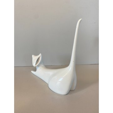 STATUETTA PORCELLANA BIANCA Royal Dux DESIGN Jaroslav Jezek CAT FIGURE BOEMIA