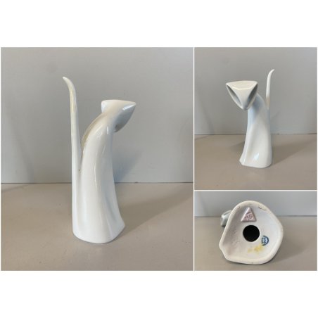 CAT FIGURE STATUETTA PORCELLANA BIANCA Royal Dux DESIGN Jaroslav Jezek BOEMIA
