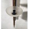 COPPIA APPLIQUE LEGNO OTTONE VETRO DESIGN MID CENTURY MODERN ANNI 60 WALL LAMP