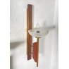 COPPIA APPLIQUE LEGNO OTTONE VETRO DESIGN MID CENTURY MODERN ANNI 60 WALL LAMP