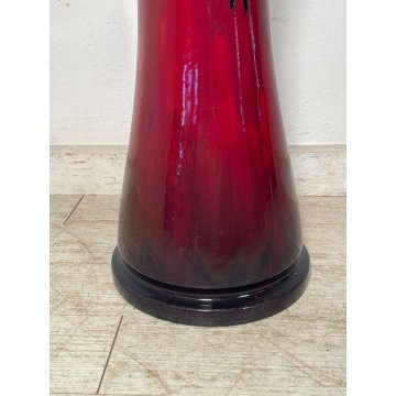 GRANDE VASO CERAMICA CACHEPOT ALZATA ROSSO BUE DESIGN 1900 VINTAGE PORTA FIORI