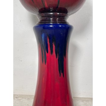 GRANDE VASO CERAMICA CACHEPOT ALZATA ROSSO BUE DESIGN 1900 VINTAGE PORTA FIORI