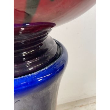 GRANDE VASO CERAMICA CACHEPOT ALZATA ROSSO BUE DESIGN 1900 VINTAGE PORTA FIORI