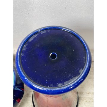 GRANDE VASO CERAMICA CACHEPOT ALZATA ROSSO BUE DESIGN 1900 VINTAGE PORTA FIORI