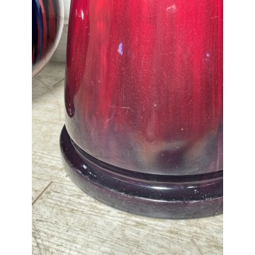 GRANDE VASO CERAMICA CACHEPOT ALZATA ROSSO BUE DESIGN 1900 VINTAGE PORTA FIORI