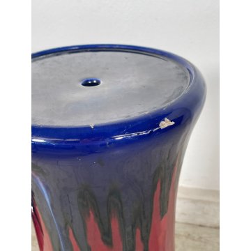 GRANDE VASO CERAMICA CACHEPOT ALZATA ROSSO BUE DESIGN 1900 VINTAGE PORTA FIORI