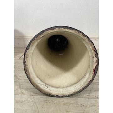 GRANDE VASO CERAMICA CACHEPOT ALZATA ROSSO BUE DESIGN 1900 VINTAGE PORTA FIORI