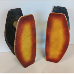 Coppia MANIGLIA Rame Smaltato DESIGN Paolo De Poli 1950 maniglie complete PORTA