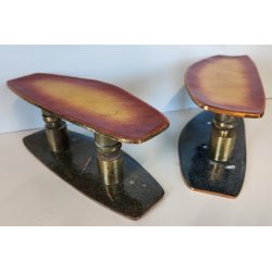 Coppia MANIGLIA Rame Smaltato DESIGN Paolo De Poli 1950 maniglie complete PORTA