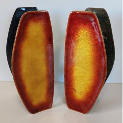 Coppia MANIGLIA Rame Smaltato DESIGN Paolo De Poli 1950 maniglie complete PORTA