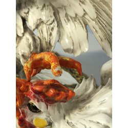 SCULTURA CERAMICA Carlo Mollica ANNI 40 Galli Combattenti STATUE Fighting Cocks