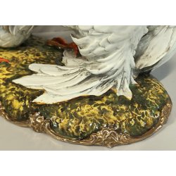 SCULTURA CERAMICA Carlo Mollica ANNI 40 Galli Combattenti STATUE Fighting Cocks