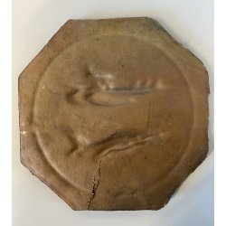 PLACCA COMMEMORATIVA OTTAGONALE BASSORILIEVO METALLO BRONZATO AEREI ø 25 cm '900