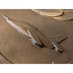 PLACCA COMMEMORATIVA OTTAGONALE BASSORILIEVO METALLO BRONZATO AEREI ø 25 cm '900