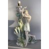 LAMPADA TAVOLO ABATJOURS SCULTURA PORCELLANA V.B.C.M. SMALTO  42 cm LIBERTY '900