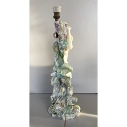 LAMPADA TAVOLO ABATJOURS SCULTURA PORCELLANA V.B.C.M. SMALTO  42 cm LIBERTY '900