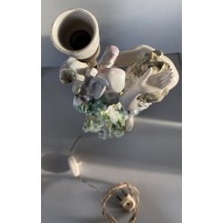 LAMPADA TAVOLO ABATJOURS SCULTURA PORCELLANA V.B.C.M. SMALTO  42 cm LIBERTY '900