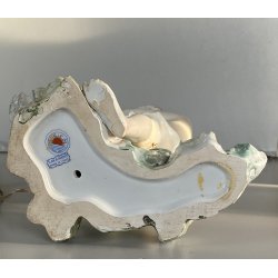 LAMPADA TAVOLO ABATJOURS SCULTURA PORCELLANA V.B.C.M. SMALTO  42 cm LIBERTY '900