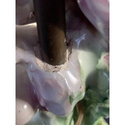 LAMPADA TAVOLO ABATJOURS SCULTURA PORCELLANA V.B.C.M. SMALTO  42 cm LIBERTY '900