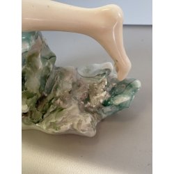 LAMPADA TAVOLO ABATJOURS SCULTURA PORCELLANA V.B.C.M. SMALTO  42 cm LIBERTY '900