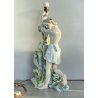 LAMPADA TAVOLO ABATJOURS SCULTURA PORCELLANA V.B.C.M. SMALTO  42 cm LIBERTY '900