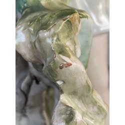 LAMPADA TAVOLO ABATJOURS SCULTURA PORCELLANA V.B.C.M. SMALTO  42 cm LIBERTY '900