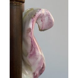 LAMPADA TAVOLO ABATJOURS SCULTURA PORCELLANA V.B.C.M. SMALTO  42 cm LIBERTY '900