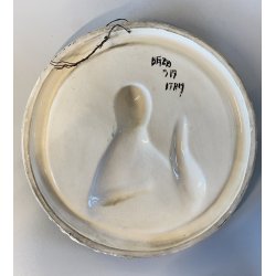 DECORAZIONE CERAMICA TONDO PARETE BASSORILIEVO SACRO CUORE Gesù STILE ROBBIANO