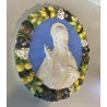DECORAZIONE CERAMICA TONDO PARETE BASSORILIEVO SACRO CUORE Gesù STILE ROBBIANO