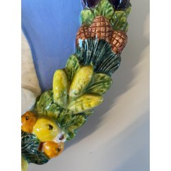 DECORAZIONE CERAMICA TONDO PARETE BASSORILIEVO SACRO CUORE Gesù STILE ROBBIANO