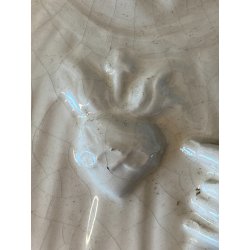 DECORAZIONE CERAMICA TONDO PARETE BASSORILIEVO SACRO CUORE Gesù STILE ROBBIANO