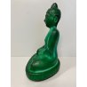 ANTICA SCULTURA BUDDHA Art Decò  PASTA VETRO VERDE MALACHITE BOHEMIAN ART 21cm/h