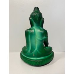 ANTICA SCULTURA BUDDHA Art Decò  PASTA VETRO VERDE MALACHITE BOHEMIAN ART 21cm/h