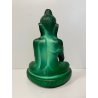 ANTICA SCULTURA BUDDHA Art Decò  PASTA VETRO VERDE MALACHITE BOHEMIAN ART 21cm/h