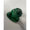 ANTICA SCULTURA BUDDHA Art Decò  PASTA VETRO VERDE MALACHITE BOHEMIAN ART 21cm/h