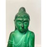 ANTICA SCULTURA BUDDHA Art Decò  PASTA VETRO VERDE MALACHITE BOHEMIAN ART 21cm/h