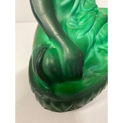 ANTICA SCULTURA BUDDHA Art Decò  PASTA VETRO VERDE MALACHITE BOHEMIAN ART 21cm/h