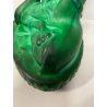 ANTICA SCULTURA BUDDHA Art Decò  PASTA VETRO VERDE MALACHITE BOHEMIAN ART 21cm/h