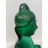 ANTICA SCULTURA BUDDHA Art Decò  PASTA VETRO VERDE MALACHITE BOHEMIAN ART 21cm/h