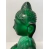 ANTICA SCULTURA BUDDHA Art Decò  PASTA VETRO VERDE MALACHITE BOHEMIAN ART 21cm/h