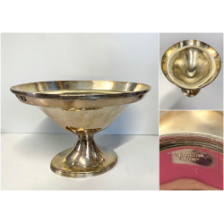 CENTROTAVOLA COPPA ALZATA OVALE Carlo Mozzoni ARGENTATO MID CENTURY 19 cm/h