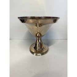 CENTROTAVOLA COPPA ALZATA OVALE Carlo Mozzoni ARGENTATO MID CENTURY 19 cm/h