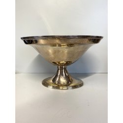 CENTROTAVOLA COPPA ALZATA OVALE Carlo Mozzoni ARGENTATO MID CENTURY 19 cm/h