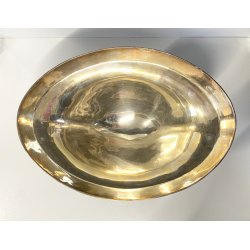CENTROTAVOLA COPPA ALZATA OVALE Carlo Mozzoni ARGENTATO MID CENTURY 19 cm/h