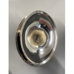 CENTROTAVOLA COPPA ALZATA OVALE Carlo Mozzoni ARGENTATO MID CENTURY 19 cm/h